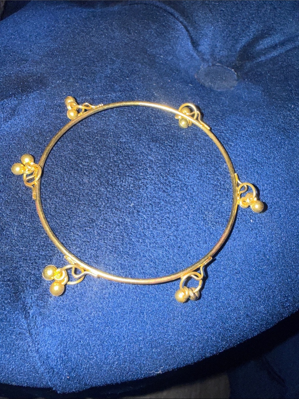 Gold Tone Women's Bangle Bracelet with Bead Charms